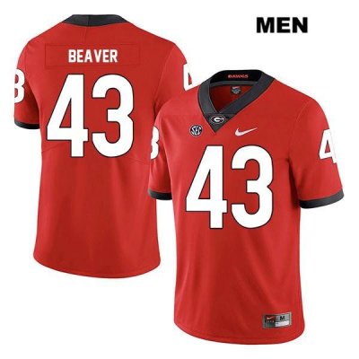 Men's Georgia Bulldogs NCAA #43 Tyler Beaver Nike Stitched Red Legend Authentic College Football Jersey BAX2054FV